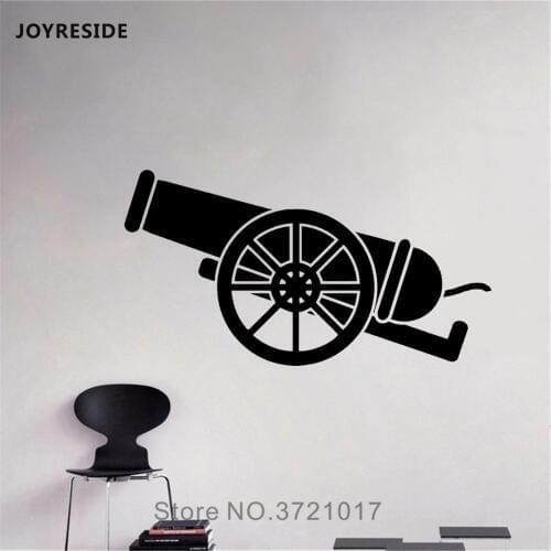 JOYRESIDE Ancient Cannon Wall Sticker Decor Medieval Gun Decals Vinyl Home Bedroom Living room Interior Design Art Mural A1293