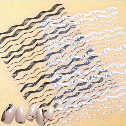 Newest HAXX 003 004 curved line design nail art sticker decal stamping back gule DIY nail decoration tools