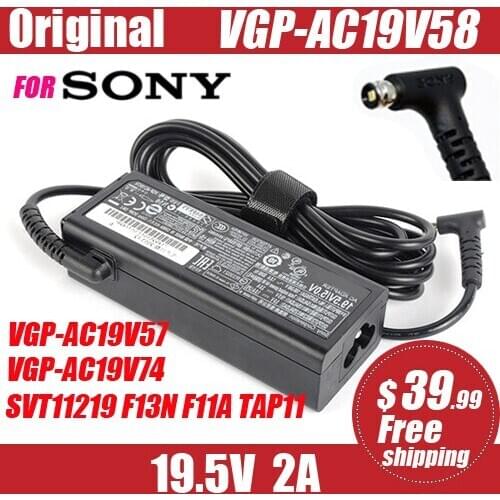 Original For SONY 19.5V 2A 40W VGP-AC19V57 VGP-AC19V58 VGP-AC19V74 laptop Table supply power AC adapter charger SVT11219 F13N