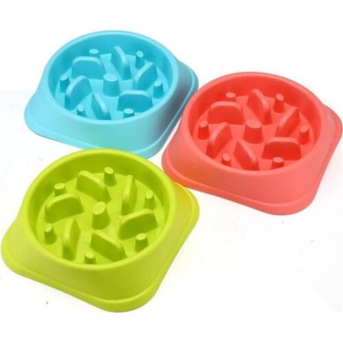 Plastic Pet Feeder Anti Choke Dog Bowl Puppy Cat Slow Down Eatting Feeder Healthy Diet Dish Jungle Design