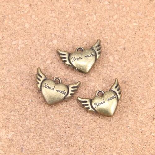 6pcs Charms heart hand made 20x15x6mm Antique Pendants,Vintage Bronze Jewelry,DIY for bracelet necklace