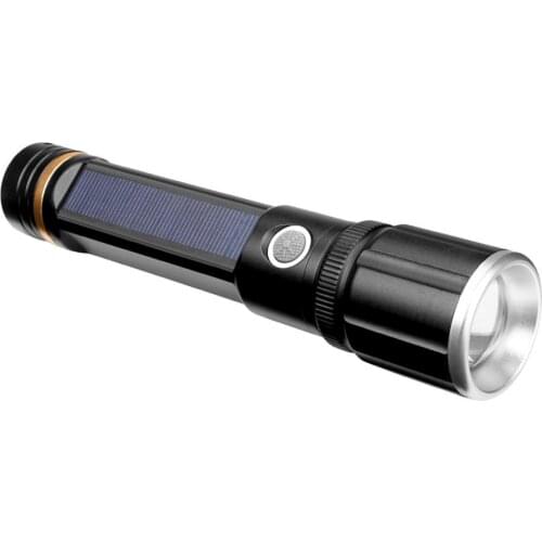 Portable LED Flashlight Solar Power USB Charge 450lumens Emergency Light