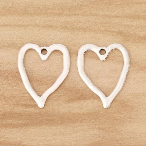 30 Pieces Tibetan Silver Hollow Open Heart Charms Pendants for Jewellery Making Accessories 24x19mm