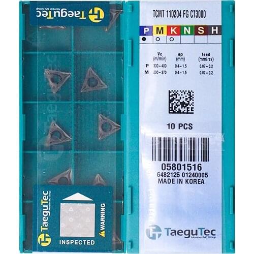 TCMT110204-FG CT3000 Original Taegutac Carbide Inserts Turning Inserts Lathe Tools 10Pcs/Lot