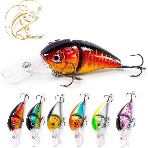 Thritop Top Fishing Lures Hard Bait 3d Eyes Sharp Hook 85mm 14g,6 Various Colors TP001 Crank Bait Fishing Wobbler Tools