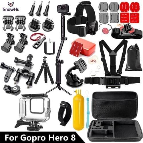 SnowHu for GoPro Hero 8 Black 45m Underwater Waterproof Case Diving Protective Cover Housing Mount for Go Pro 8 Accessory GS93
