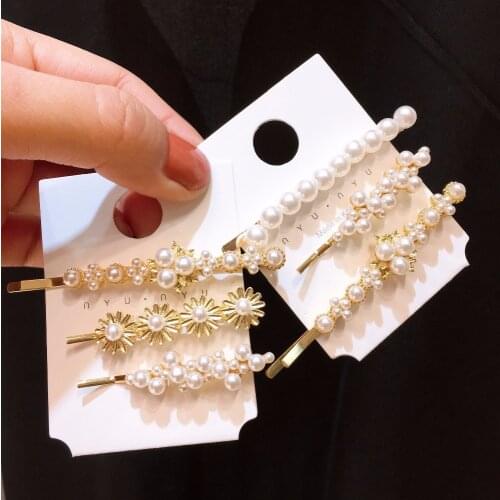 Hair Grip Clip Hairpin For Women Girl Rhinestone Pearl Korean Handmade Fashion Head Accessories Sets Mujer Wholesale