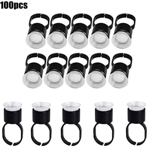 100pcs Tattoo Ink Ring Cups Glue Cap with Sponge Microblading Pigment Cup Tattoo Tool Holder Permanent Makeup Tattoo Accessories