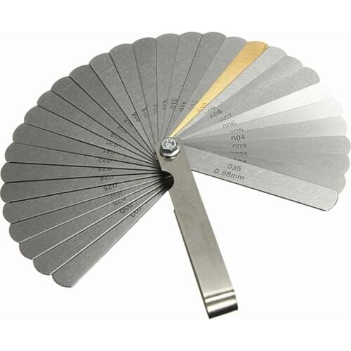 32pcs Feeler Gauge Stainless Steel For Metric Measurements Tools 0015-.035 Copper Sheet Blades 0.04-0.88mm Teaching Feeler Gauge