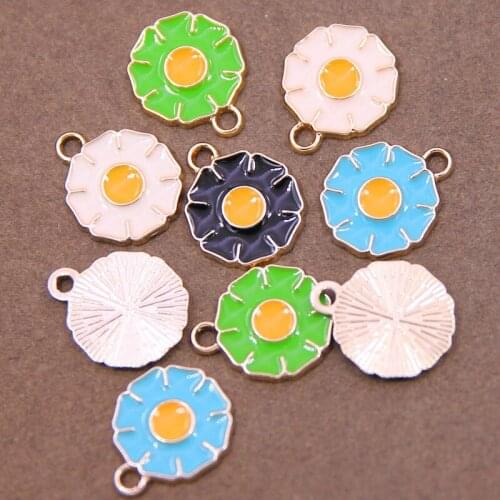 6Pcs Flower Charms Alloy Enamel Pendants Charms for Jewelry Making Earrings Key Chains Fashion Jewelry Accessories