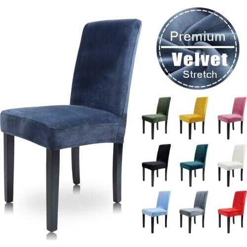Airldianer Chair Cover Velvet Stretch Dining Slipcovers Solid Color Spandex Plush Chair Covers Protector For Home Dining Room 03