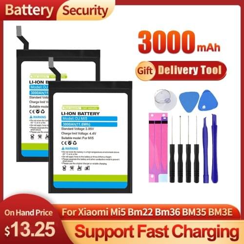 Deji original battery for xiaomi Mi5 replacement mi5s batteries real capacity bm22 bm36 BM35 BM3E with tools fresh mi6 battery