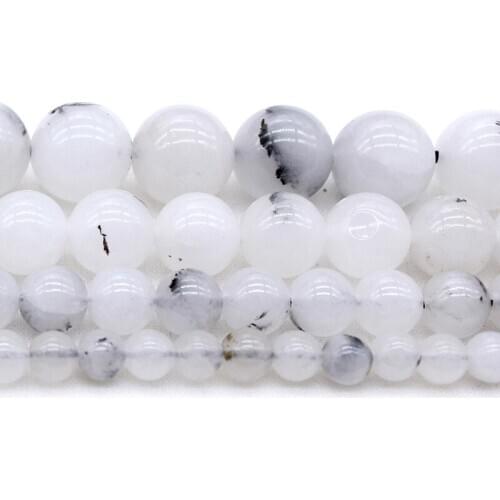 4mm 6mm 8mm 10mm Natural White Black Agates Stone Beads Round Loose Spacer Beads for Jewelry Making Diy Bracelet Necklace