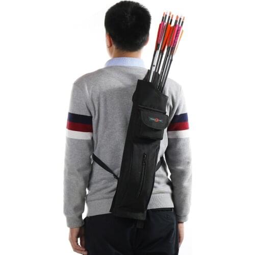 Archery Back Arrows Quiver Black Canvas Arrow Holder Shoulder Hanged Hunting Target Quiver Shooting Games Backpack