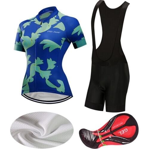 Breathable Lycra Cycling Clothing BIB Gel Shorts Women Road Bike Jersey Set MTB Suit 2021 Ladies Dress Bicycle Clothes Kit Wear