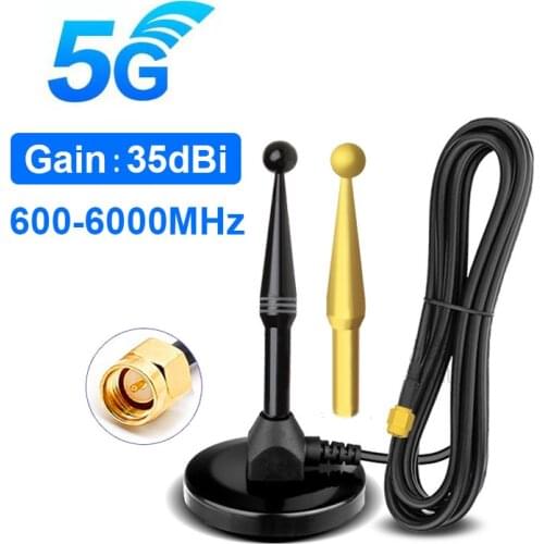 3G 4G 5G Antenna 35dBi 600-6000Mhz SMA Male 2.4G Wifi Antena GSM GPRS Magnetic Mount for Modem Router