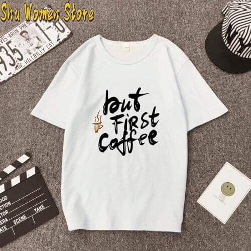 Vintage Design T-Shirt Women Coffee Obsession Print T Shirt Women Plus Size Funny Casual O Neck Female Tees Tops y2k top