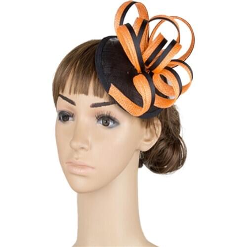 Formal Wedding Sinamay Headpiece Elegant Ladies Fashion Fascinator Hat Hair Pin Women Chic Show Race Hair Accessories Party Tea