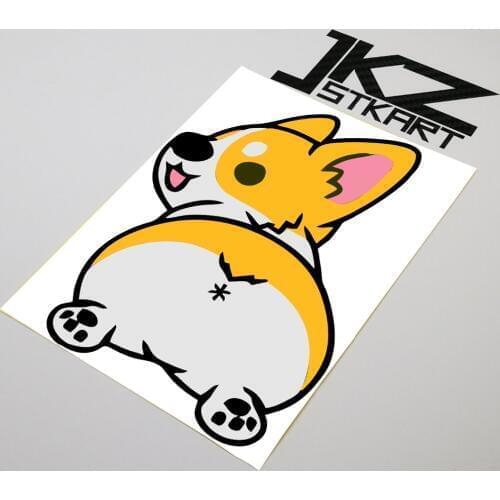 JKZ STKART Vinyl Die Cut Multi-layer Stickers Decal Cute Cartoon Corgi Dog 15cm x 10cm for ATV Motor Bike Laptop