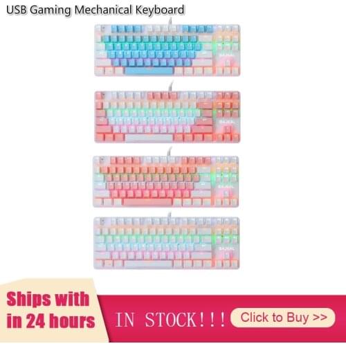 Bluetooth 4Colors Two-color 87-key Green Axis Mechanical Keyboard Green USB Gaming Keyboard For Pc Gamer Gaming Teclado Mecanico