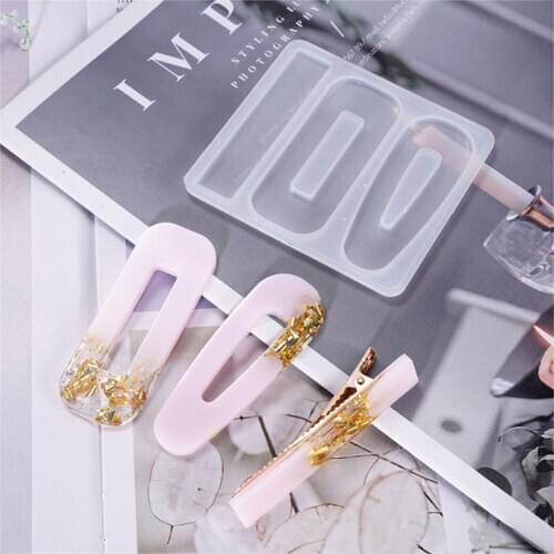 Crystal Epoxy Resin Mold Hair Clip Barrette Casting Silicone Mould DIY Crafts Jewelry Hairpin Making Tool X4YA