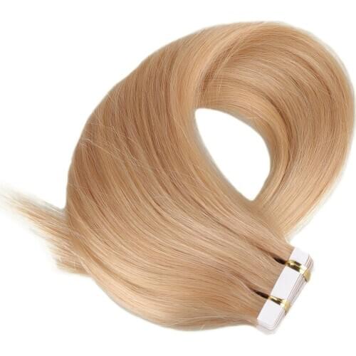 Tape in Human Hair Extensions 50g 100g Glue On Hair Balayage Color Invisible Seamless 100% Real Machine Remy Human Hair 16" 18"