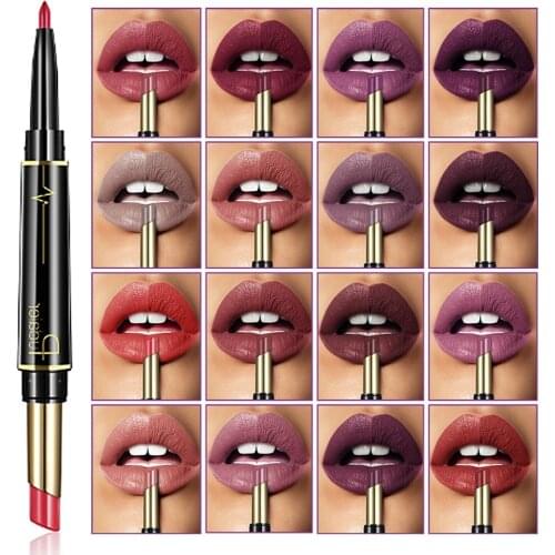 Matte Lipstick Brand Color Cosmetics Wateproof Double Ended Long Lasting Nude Red Matte Lips Liner Pencil Lipstick Matte