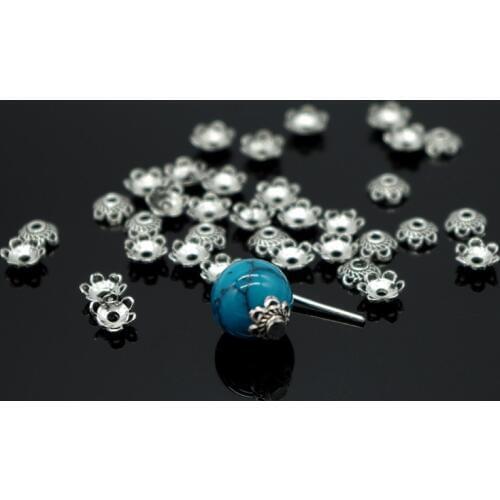 300pcs Tone Silver Plated Flower Metal Bead Caps 5mm Filigree Jewelry Findings Connector Beads Cap Wholesale Parts Jewellery