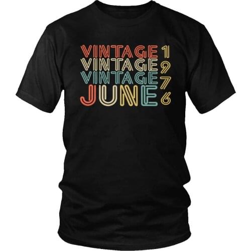 Mens Soft Cotton Vintage 1976 Tshirt Short Sleeve Born In June T-shirt 44th Birthday Gift Print Tee Shirt Wholesale Clothes