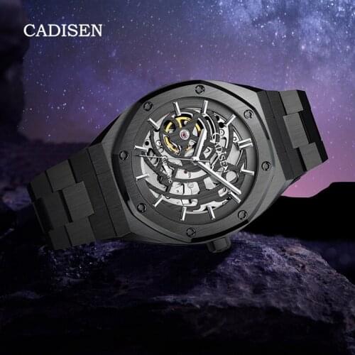 CADISEN NH70A Men Mechanical Wristwatches 2021 Automatic Watch For Men Skeleton Tourbillon Stainless Steel Clock Reloj Hombre