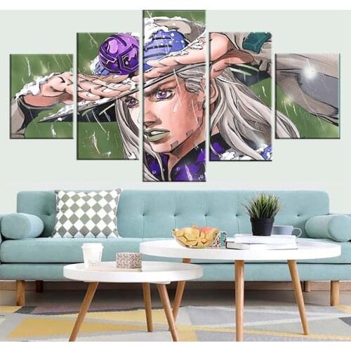 Wall Art Home Decor 5 Panel Jojo S Bizarre Hd Print Modular Picture Poster Japan Animation Canvas Painting For Bedroom Artwork F