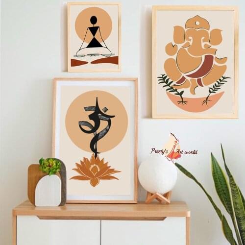Ganesha OM wall décor Indian Art Prints Indian Buddha Meditation Chakra Yoga Sports Wall Art for Living Room Bedroom Unframed