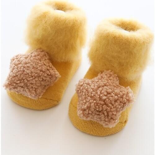 Newborn To 18 Months Winter Boy Girl Socks Thickened Floor Socks Soft Sole Anti-Skid Fashion Cute Shiny Stars Baby Walking Socks