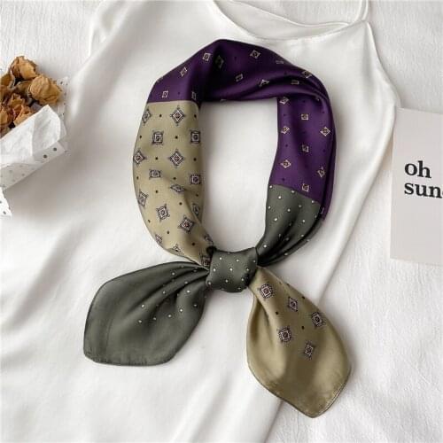 70cm Neckerchief Women Silk Satin Print Square Scarf Luxury Hair Accessories Female Hand Bag Head Shawl Hijab For Girls 2021