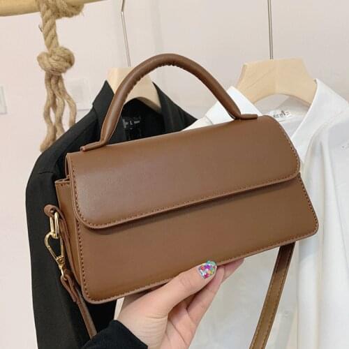 Cross Body Bag for Women Vintage Leather Square Flap Bags Sac Ladies Handbags Solid Shoulder Bags Female Designer Messenger Bag