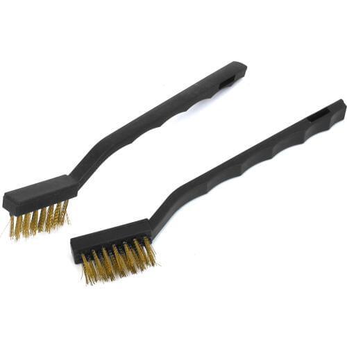 UXCELL Black Plastic Handle Brass Wire Cleaning Tooth Brush 2Pcs brass | brush | wire