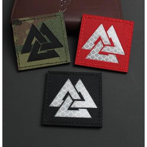 Valkannat Symbol IR Reflective Nylon Patches Valhalla Vikings Ancient Abacus Tactical Applique Badge For Helmet Bag Jacket Decor