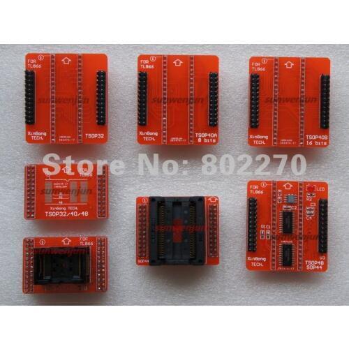 Total 7 red adapters TSOP32/40/48 PSOP44 adapter for TL866CS/TL866A/TL866II PLUS programmer 29F800 29LV800 39VF800