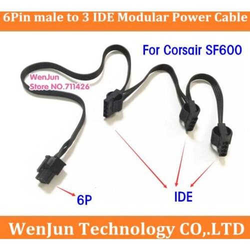 Top Quality PCI-E 6 pin 6Pin to 3 IDE / 4 IDE Molex 4Pin Modular Power Supply Adapter Cable For Corsair Modular PSU SF600 SF450