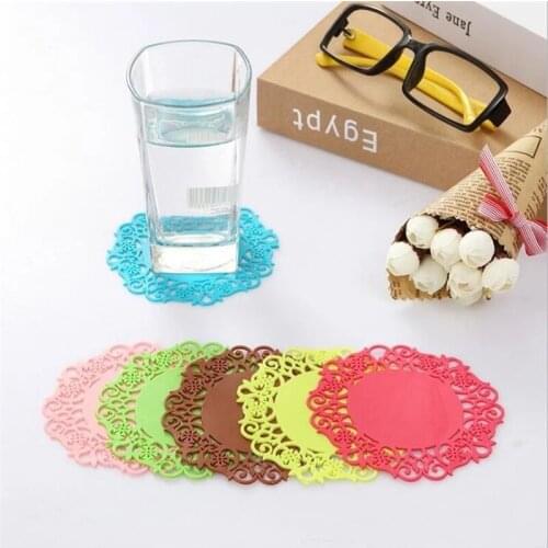 1pcs Hollow Silicone Round Coaster Anti-Slip Anti-Hot Tea Coaster Custom Thick Waterproof Pattern Pad Able Cup Mats