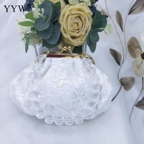 2021 Lace Floral Motifs WomenS Clutch Bag White Evening Bag Clutch Wallet Bag Female Cross-Body Shoulder Carry Cluths As Gift