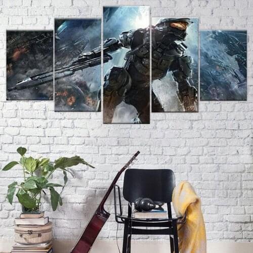 5 Piece Wall Art Canvas Game Figure Picture Hell Paratrooper Armor Poster And Prints Home Teenager Room Decoration Paintings