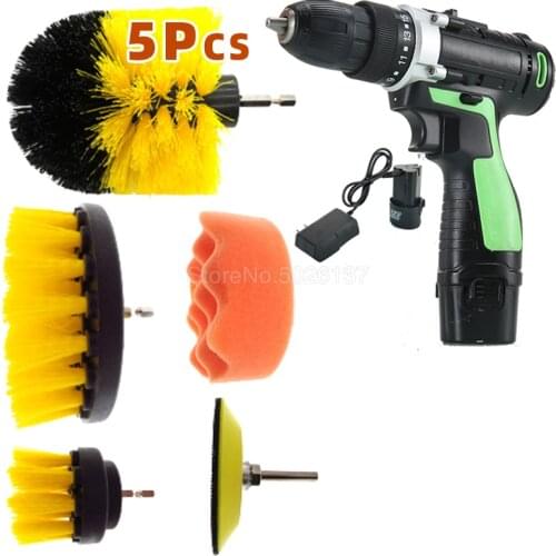 5PCS Drill Brush Cleaner Scrubbing Brushes For Bathroom Surface Grout Tile Tub Shower Kitchen Auto Care Cleaning Tools