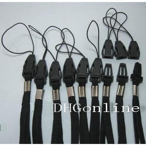 500 PCS Detachable Strap lanyard CLIP for Phone Mp3 ID Card holder reel Badge Black WS