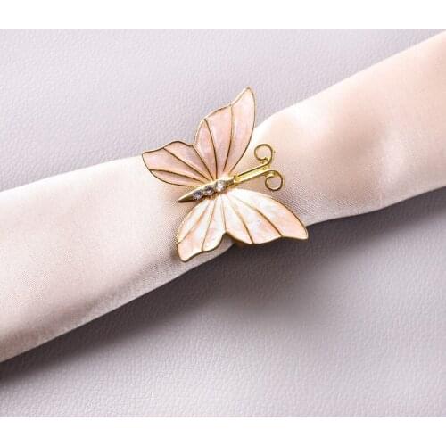 6pcs Home Model Room Shell Butterfly Napkin Button Napkin Ring High-end Jewelry Decoration Hotel Napkin Ring