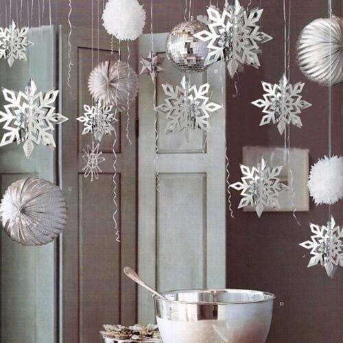 6pcs/set Creative Large Cardboard Snowflake Hanging Ornaments 6 Piece Set New Year Christmas Party Decoration Supplies