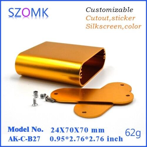 1 piece, 24*70*70mm szomk hot sales gold pcb aluminum enclosure for electronics amplifier junction box aluminum project box
