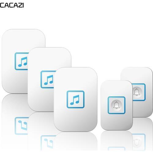CACAZI Wireless Doorbell Waterproof 1 2 Transmitter 1 2 3 Receiver Smart Home Calling Bell Battery Chime US EU UK AU Plug