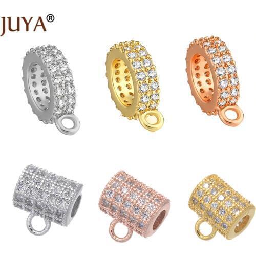 Supplies For Jewelry 4 Pcs DIY Copper zircon Bail beads can be linked to Bracelets Necklace Pendant Charm Jewelry Bails charms