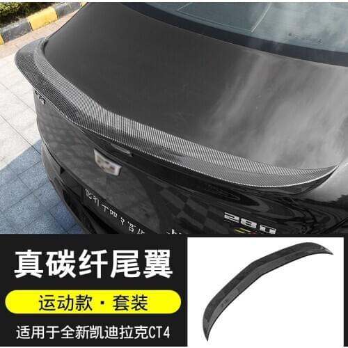CEYUSOT FOR Real Carbon Fiber Spoiler WING NEW Cadillac CT4 Car Trunk RearLIP Tail FIN Decorative Accessories Refit Sports 2020